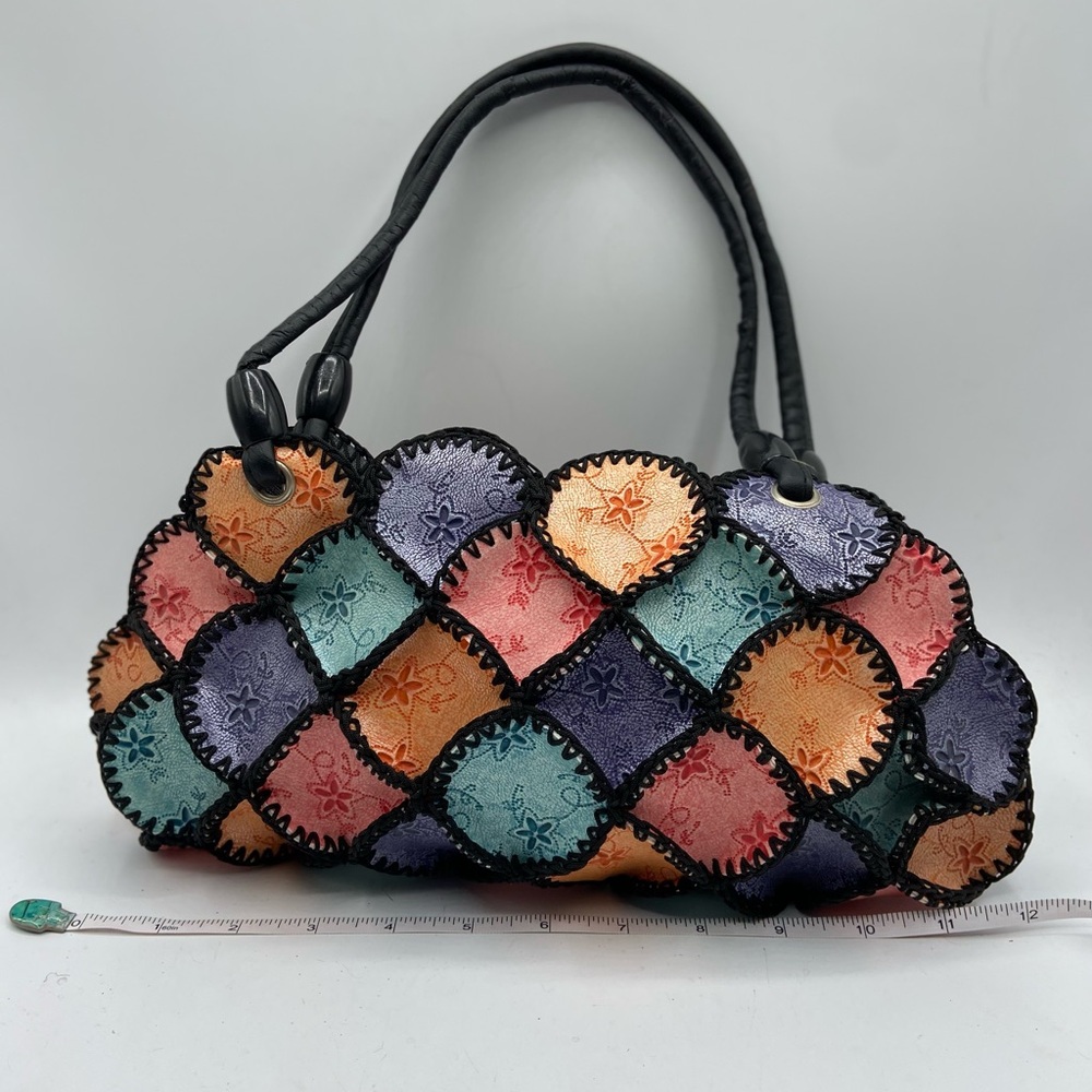 Multicolor Shoulder Bag With Patchwork Design - image 4